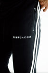 Men's Track Style Joggers: Black (with White stripes)