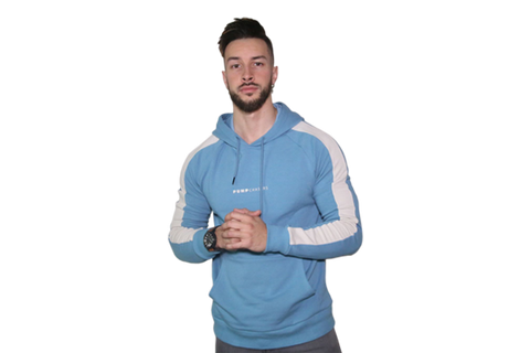 Men's 3D Hoodie: Light Blue (with Solid White Stripe)