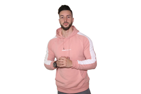 Men's 3D Hoodie: Salmon (with Solid White Stripe)