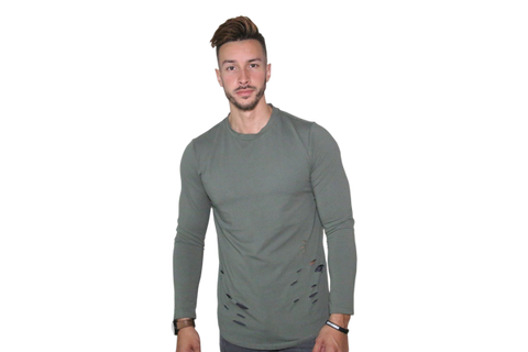 Distressed Long Sleeve: Green (With Holes)